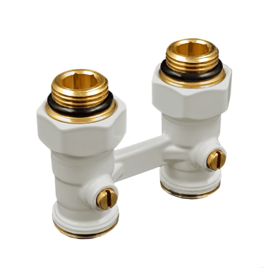 Прямой Н-образный клапан Primoclima Armature для нижнего подключения 3/4"х1/2", белый