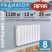 Биметаллический радиатор Rifar Supremo 350 8 секций белый, боковое подключение